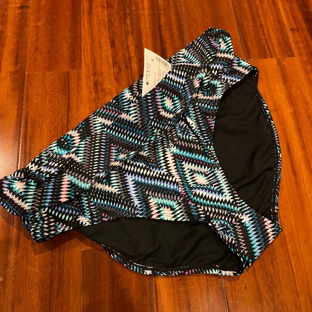 Geometric Bikini Bottom Blue Black Multi Island Escape Print Swim New Size 12
